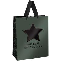 Пакет подарочный 11*14*6,5см MESHU "For man", фольга,  выборочный лак, матовая ламинация /Рельеф