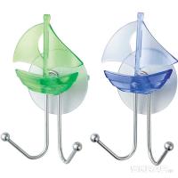 Крючок для ванной двойной Парус на присоске металл 004716