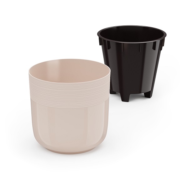 Кашпо Линель 2,7л бежевый с вставкой М8699 /10шт/ Альтерн