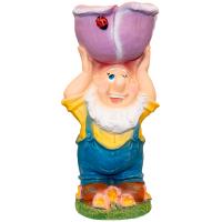 Гном с цветком кашпо пластик 78*33*33см  ПЛ-168