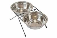 Миска двойная напольная ЭКО металл 2*1л черная/1313черн/Дарэлл