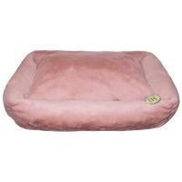 Лежанка прямоугольная мех однотон с подушкой холофайбер Пыльная Роза 65*50*18см/DONBARON