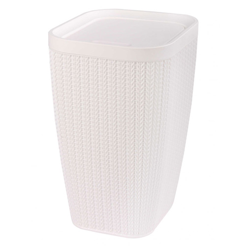 Контейнер для мусора 10л Вязаное плетение белый 