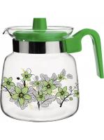 Кувшин 1,2л Pentola-1200 жаропроч.стекло, пластик ручка, зеленый 