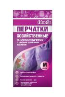 Перчатки хозяйственные латексные опудренные M удлиненный манжет с рис. желтый 87683 /12шт/