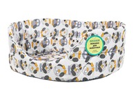 Лежанка овальная стеганая поролон хлопок с подушкой ЗОО МИКС 52*46*20см/DONBARON