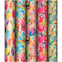 Упаковочная бумага 70*100см "Акварельные штрихи" 70г/м2 краф. ассорти