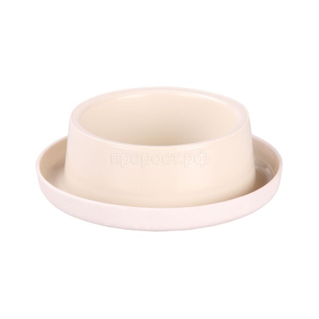Миска 165*165*55мм для домашних животных на прорезиненных ножках слоновая кость М6218