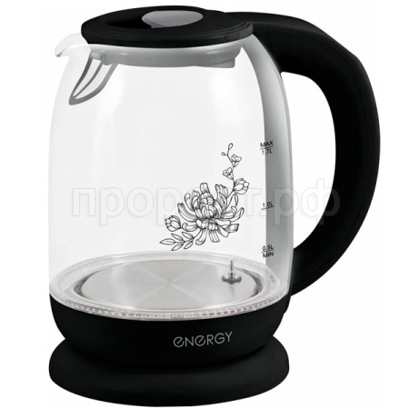 Чайник электр. 1,7л ENERGY стекло, пластик E-286Т черный /6шт/004544