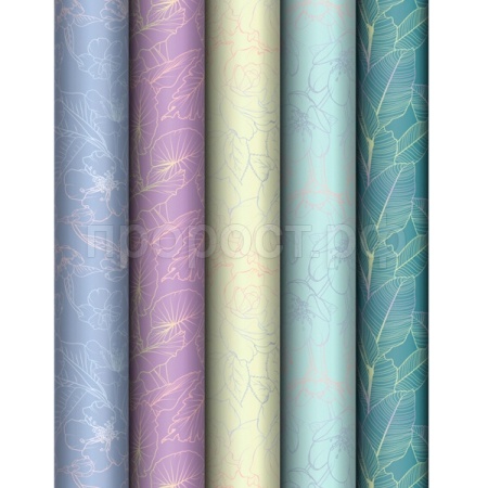 Упаковочная бумага 70*100см "Grace twigs" 80г/м2 глянц. ассорти 5 дизайнов MESHU /372641/Рельеф