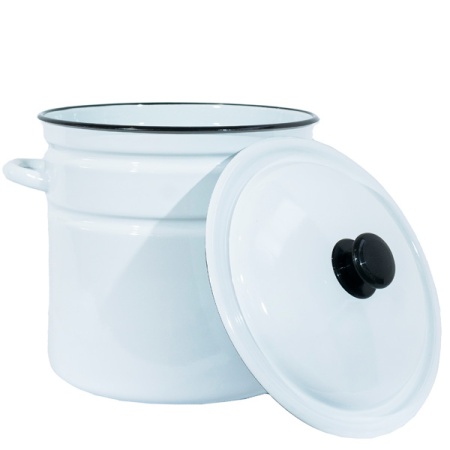 Кастрюля 12л эмаль цилиндр с бортом белая