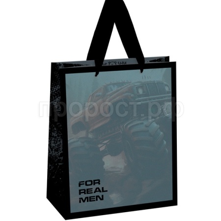 Пакет подарочный 18*23*10см "For man" выборочный лак, мат лам MESHU /371093/Рельеф