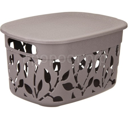 Коробка д/хранения ФЛОРА 5,5л французский серый с крышкой М2362 /15шт/М-пласт 