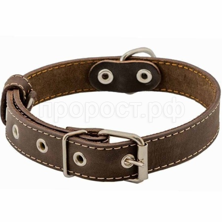 Ошейник кожа 25мм 1сл Стандарт коричневый 44-56см/010025/Дарэлл