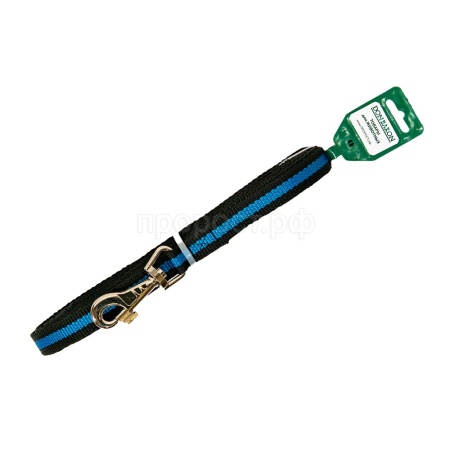 Поводок капрон 20мм*10м черный с синей полосой  DONBARON