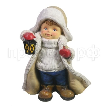 Мальчик в тулупе с фонарем L9,5W14,5H17,5  715334/W202