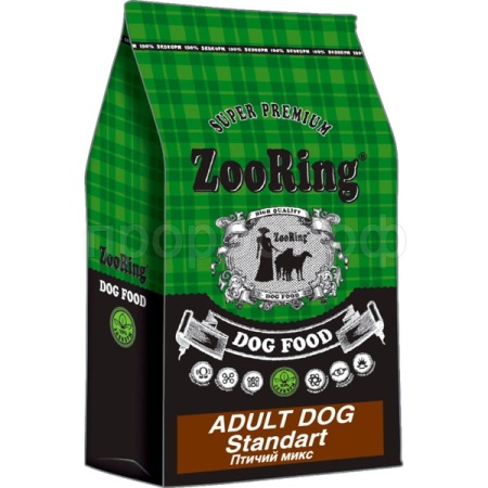 Корм для собак ZooRing Adult Standart птичий микс для собак средних и крупных пород 2кг
