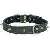 Ошейник кожа 25мм с украшением и большими шипами на фетре 54-56см/40793