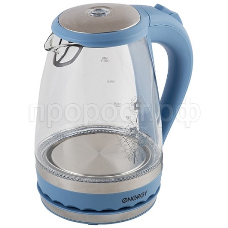Чайник электр. 1,5л ENERGY диск, синий, стекло  
