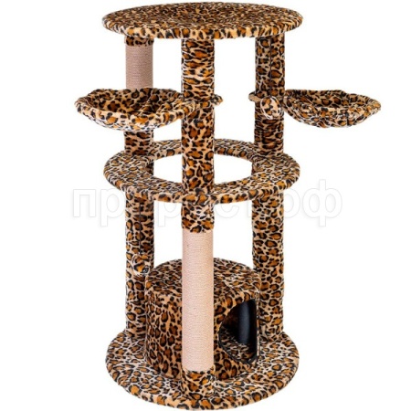 Когтеточка Комплекс КОЛИЗЕЙ разборный 3-х уровневый домик,полка,гамак 58*58**120см леопар/8783/Дарэл