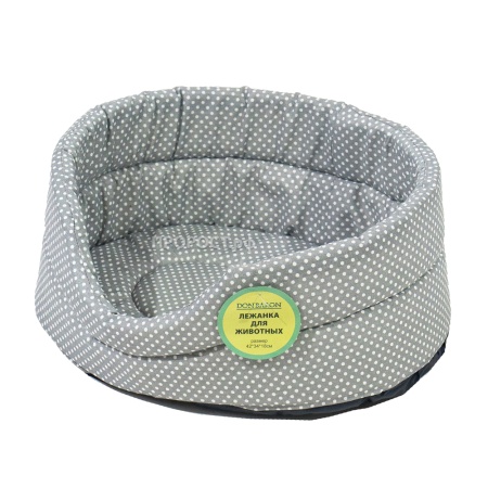 Лежанка овальная стеганая поролоновая хлопок Горох МИКС 42*34*18см/DONBARON