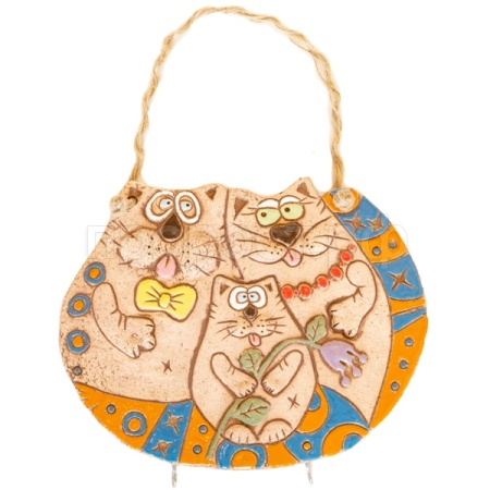 Ключница Коты семья настенная 117-17/Зол