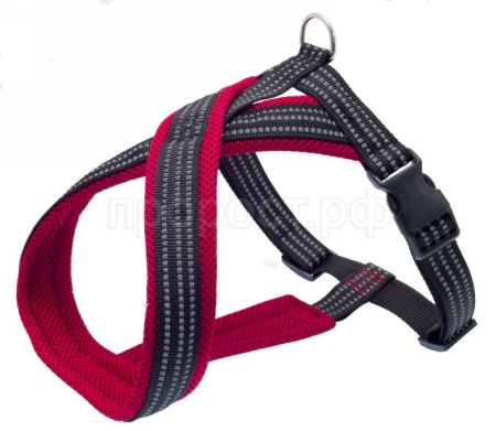 Шлейка нейлон 15мм Премиум Х-образная с мягкой подклад красная обхв.груди 34-45см/01215016-02
