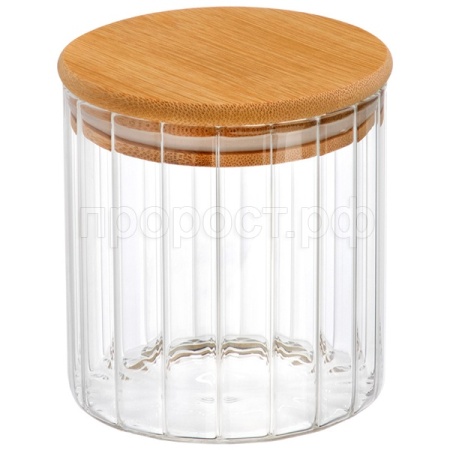 Банка д/сыпуч. прод. 0,6л AROMA RIVIERA стеклянная с крышкой из бамбука 108279 /24шт/Leonord