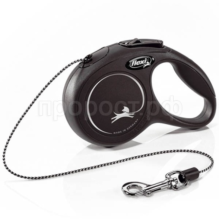 Рулетка Флекси Новая Классика ХS д/кошек трос 3м на 8кг черная/23426/20/Евро