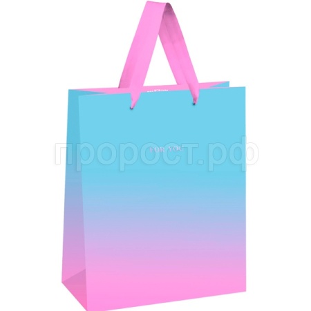 Пакет подарочный 26*32*12см "Duotone. Light blue-Pink gradient" отд. фольгой мат. лам. MESHU/Рельеф